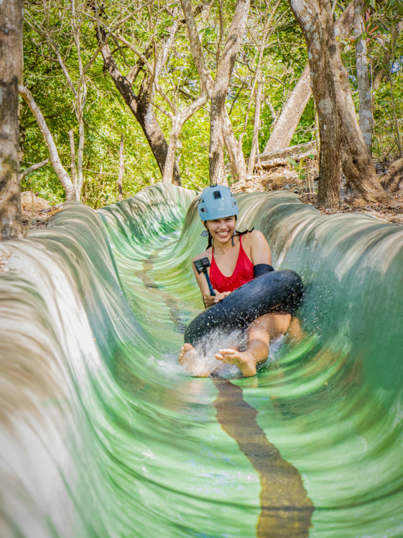 a person in a pool of water