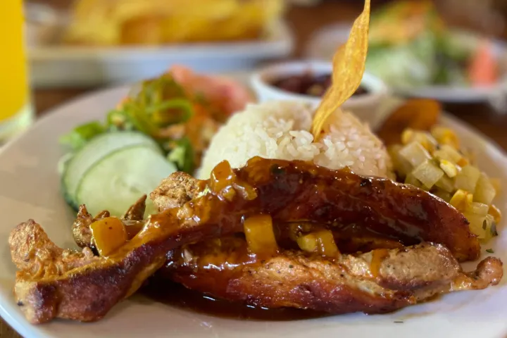 a close up of a plate of food